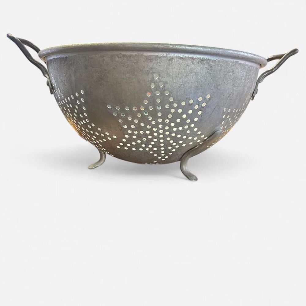 Cottagecore Vintage Aluminum metal Colander with Star Design